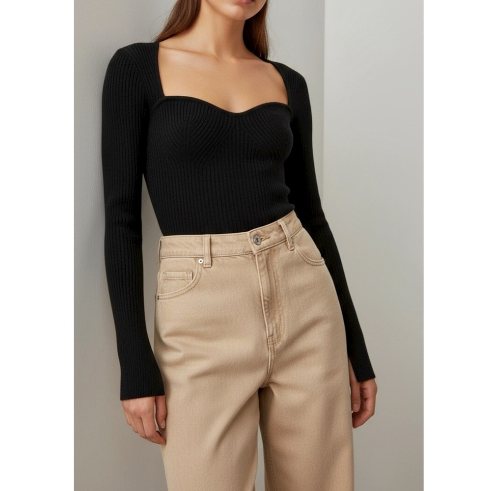 Reformation Black Ribbed Sweater - Picture 4 of 15